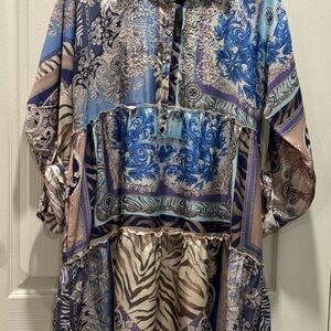 Johnny Was Blue and Beige Patterned Dress